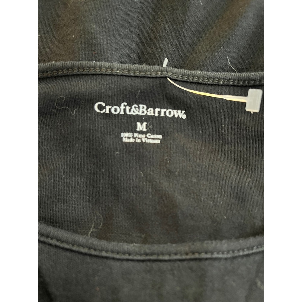 Croft & Barrow Womens Black 100% Pima Cotton Short Sleeve Crew Neck Tee Size M - Picture 2 of 3